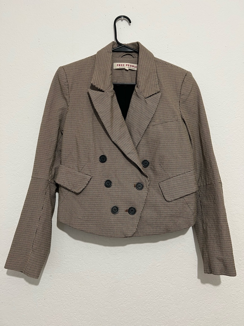 Free People Betty Blazer Houndstooth
Cropped Brown Small - Picture 2 of 6